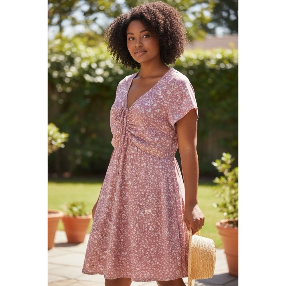 Bloomchic Women’s Disty Pink Mid Fit & Flare Dress Size 12 Cottage Core Fairy
